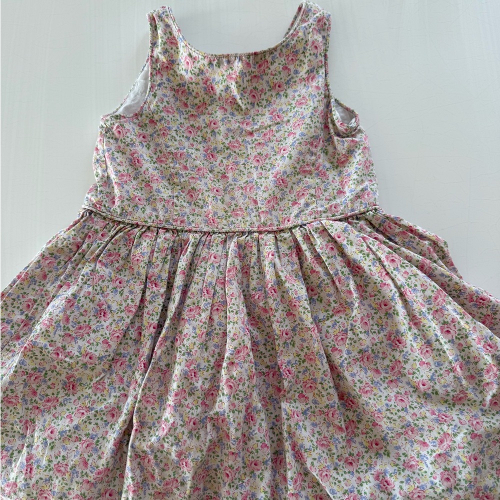 Ralph Lauren Girls Floral Cotton Dress in Pink and Cream